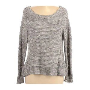 Eileen Fisher yarn knit sweater Size S Side pockets Round neckline Color Gray